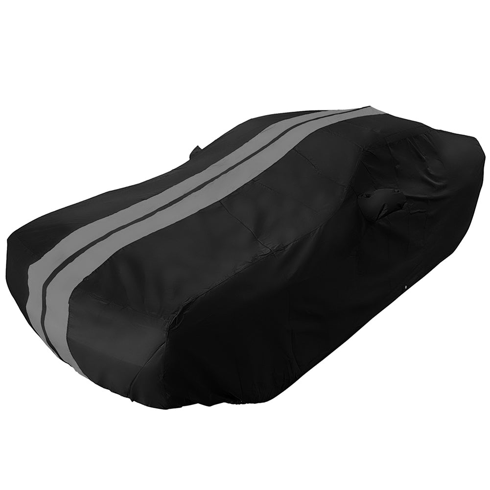 Ultraguard Plus Car Cover -  2008-2023 Dodge Challenger Ultraguard Plus Car Cover - 300D Indoor/Outdoor Protection - Black with Gray Stripes