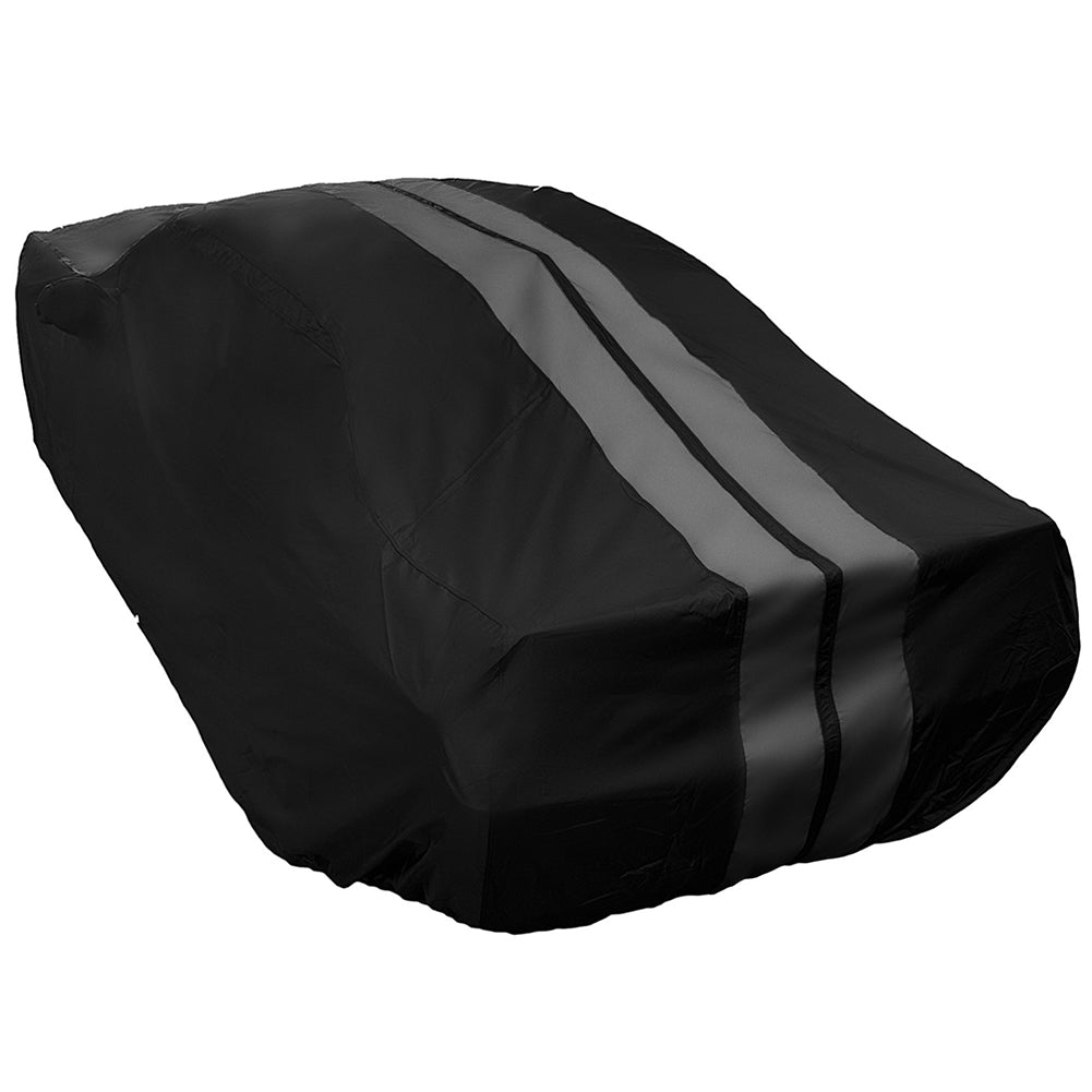 Ultraguard Plus Car Cover -  2008-2023 Dodge Challenger Ultraguard Plus Car Cover - 300D Indoor/Outdoor Protection - Black with Gray Stripes