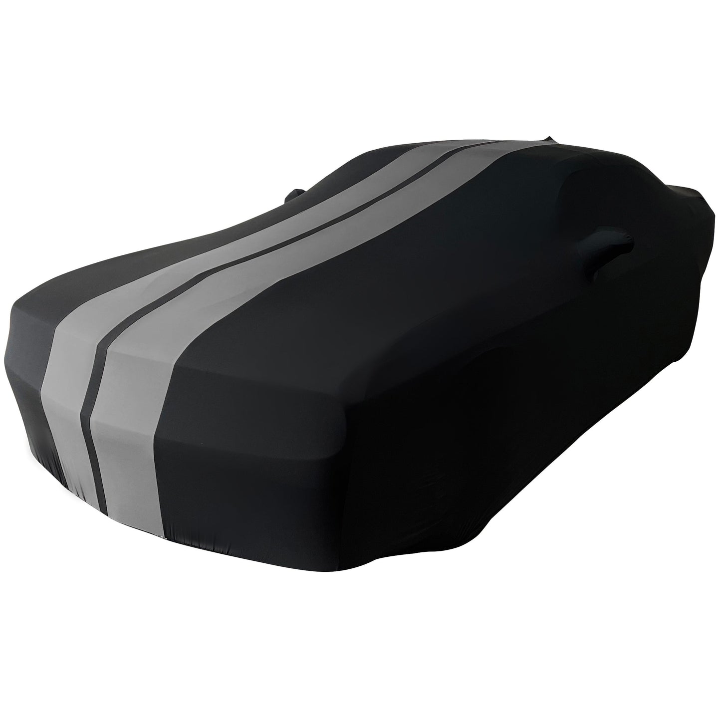 Ultraguard Plus Car Cover -  2008-2023 Dodge Challenger Ultraguard Stretch Satin Indoor Car Cover : Sport Series - Black with Gray Stripes