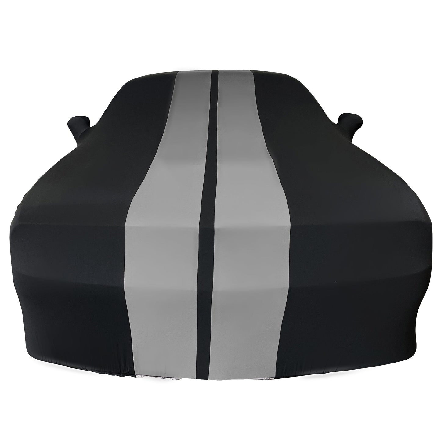 Ultraguard Plus Car Cover -  2008-2023 Dodge Challenger Ultraguard Stretch Satin Indoor Car Cover : Sport Series - Black with Gray Stripes
