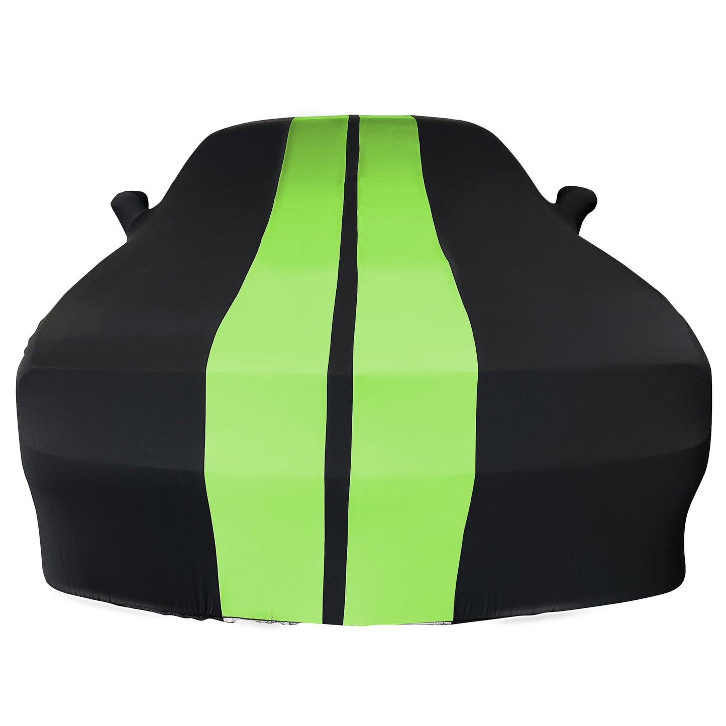 Ultraguard Plus Car Cover -  2008-2023 Dodge Challenger Ultraguard Stretch Satin Indoor Car Cover : Sport Series - Black with Green Stripes