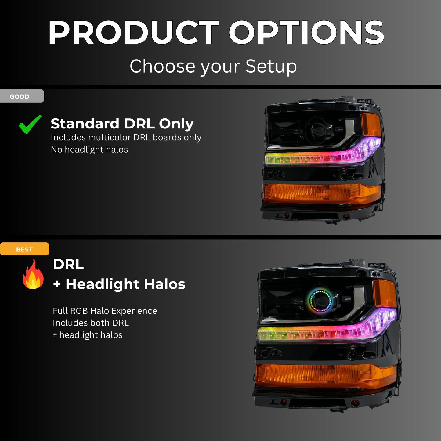 Stay LIT - Chevrolet Silverado Multicolor Flow Series DRL Boards (2016-2018)