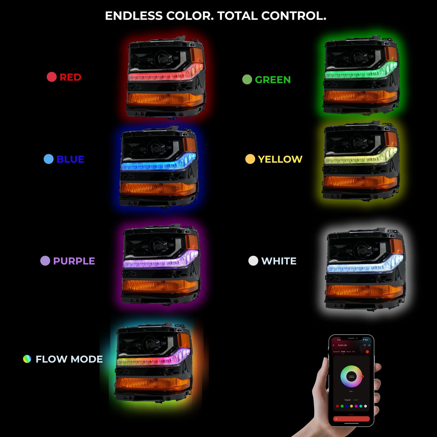 Stay LIT - Chevrolet Silverado Multicolor Flow Series DRL Boards (2016-2018)
