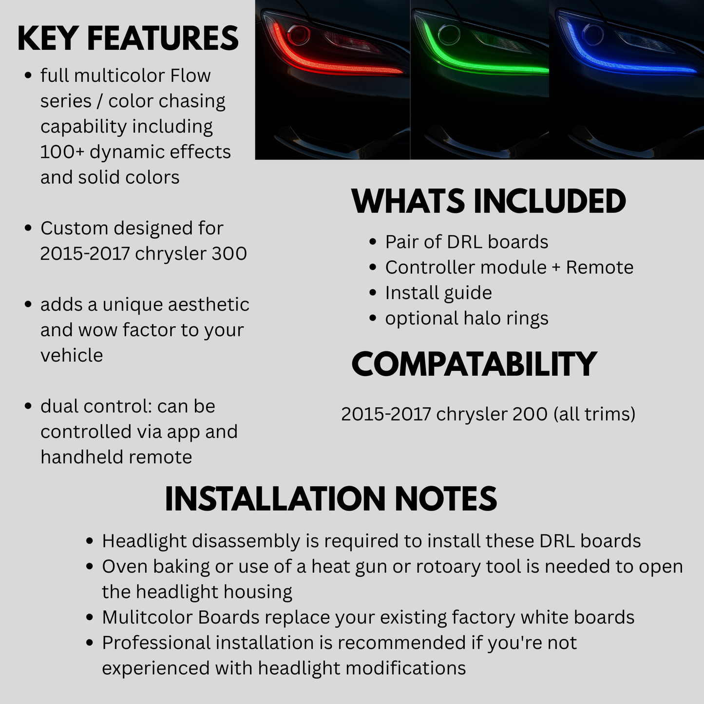 Stay LIT - Chrysler 200 Flow Series DRL Boards (2015-2017)