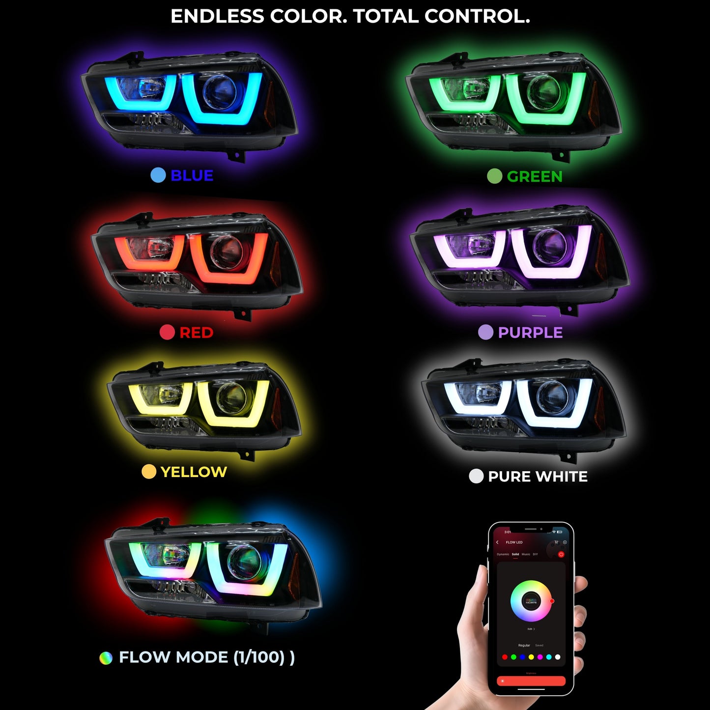 Stay LIT - Dodge Charger Flow Series DRL Boards (for 2011-2014 Spec-D Headlights)