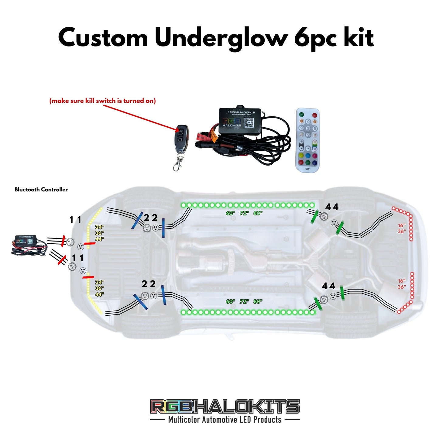 Stay LIT - Flow Series LED Underglow Lighting Kit 3.0 | Custom 6pc | Flexible