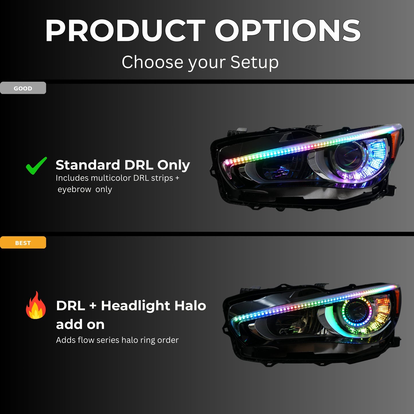 Stay LIT - Infiniti Q50 Multicolor Flow DRL Boards (2014-2024)