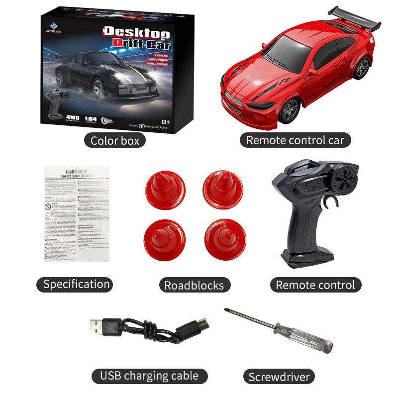 RC Toy - 1:64 Drift RC Car 4-Wheel Remote Control Racing Toy