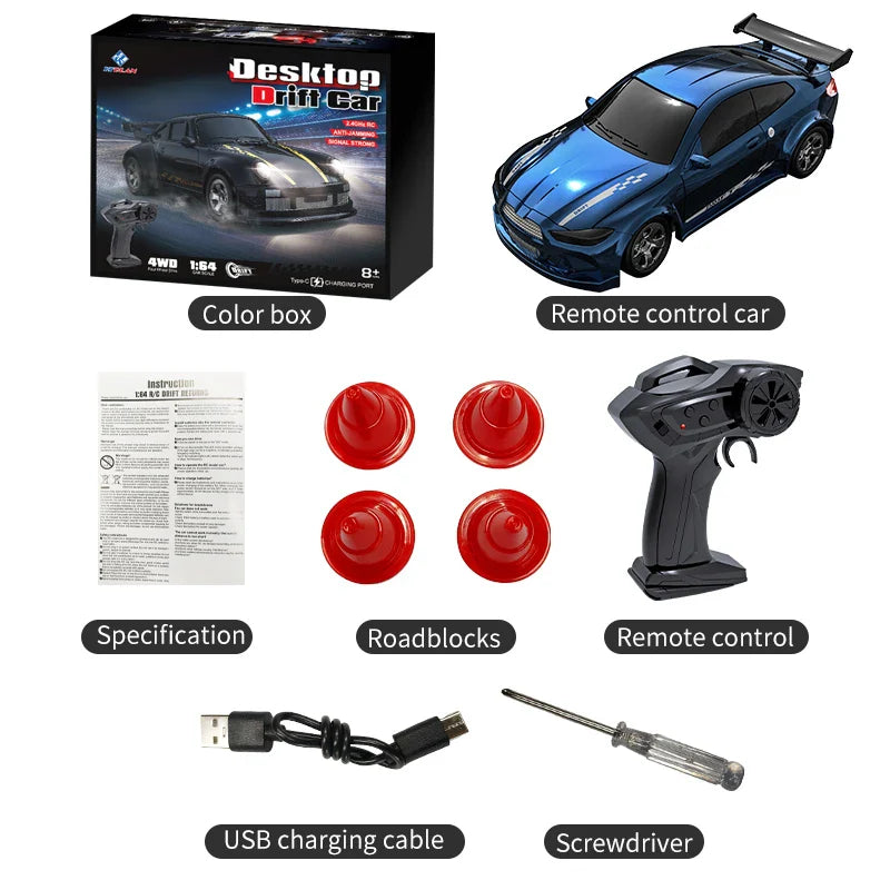 RC Toy - 1:64 Drift RC Car 4-Wheel Remote Control Racing Toy