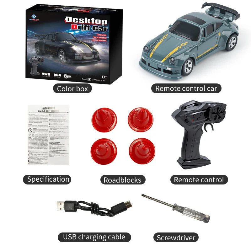 RC Toy - 1:64 Drift RC Car 4-Wheel Remote Control Racing Toy