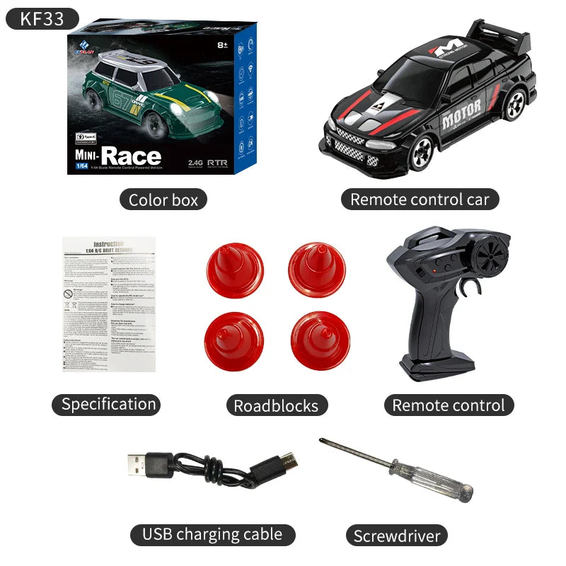 RC Toy - 1:64 Drift RC Car 4-Wheel Remote Control Racing Toy