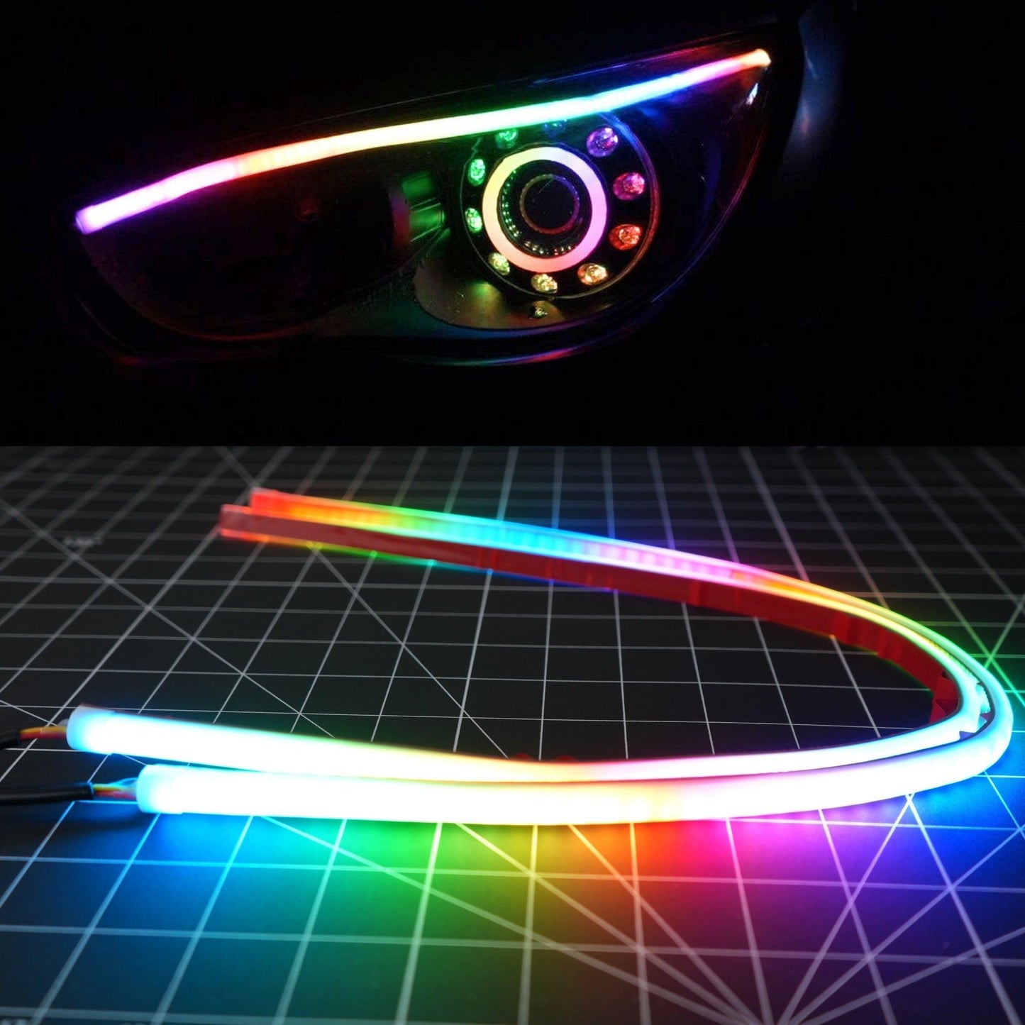 Stay LIT - Universal Flexible DRL Tube Diffused Strips | Multicolor