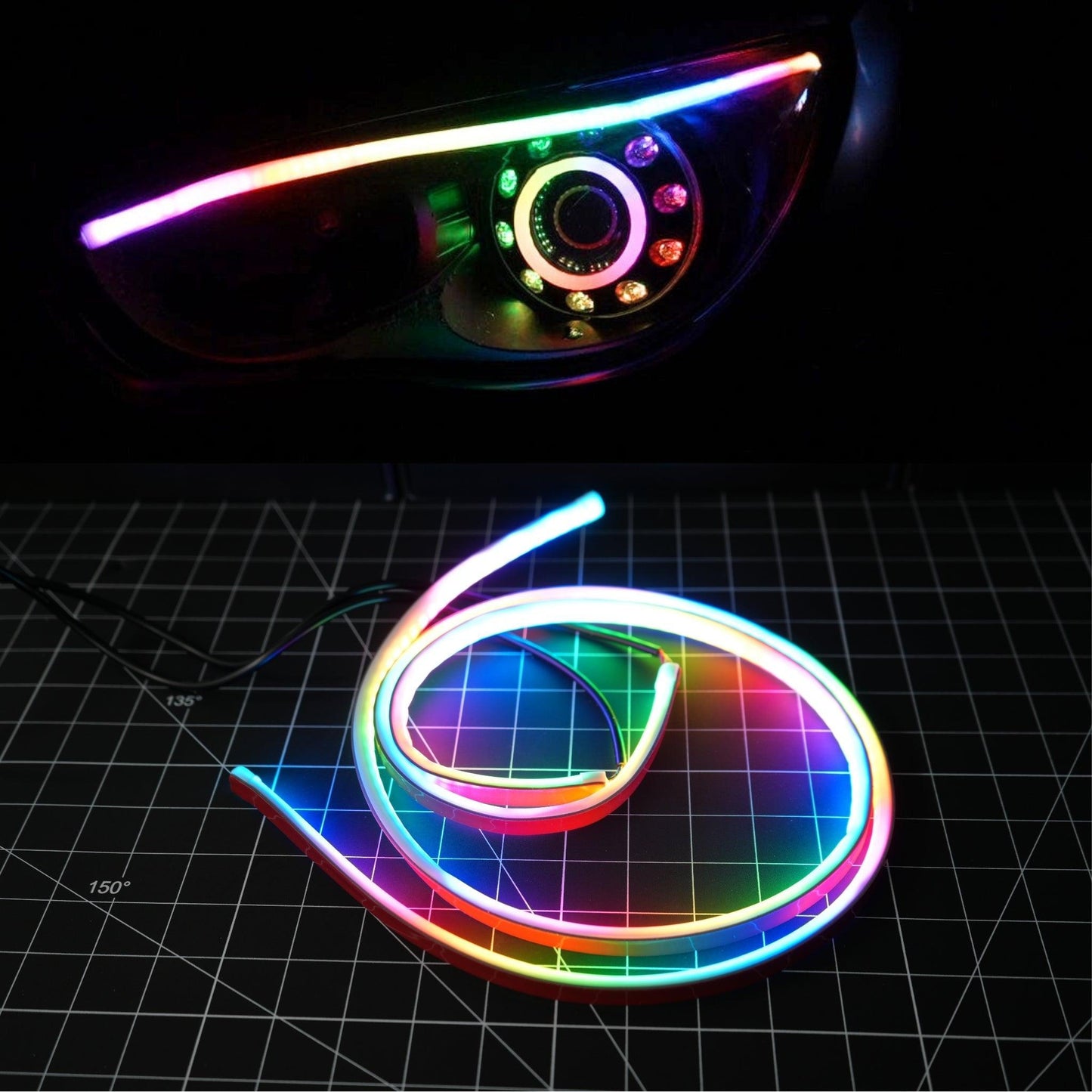 Stay LIT - Universal Flexible DRL Tube Diffused Strips | Multicolor