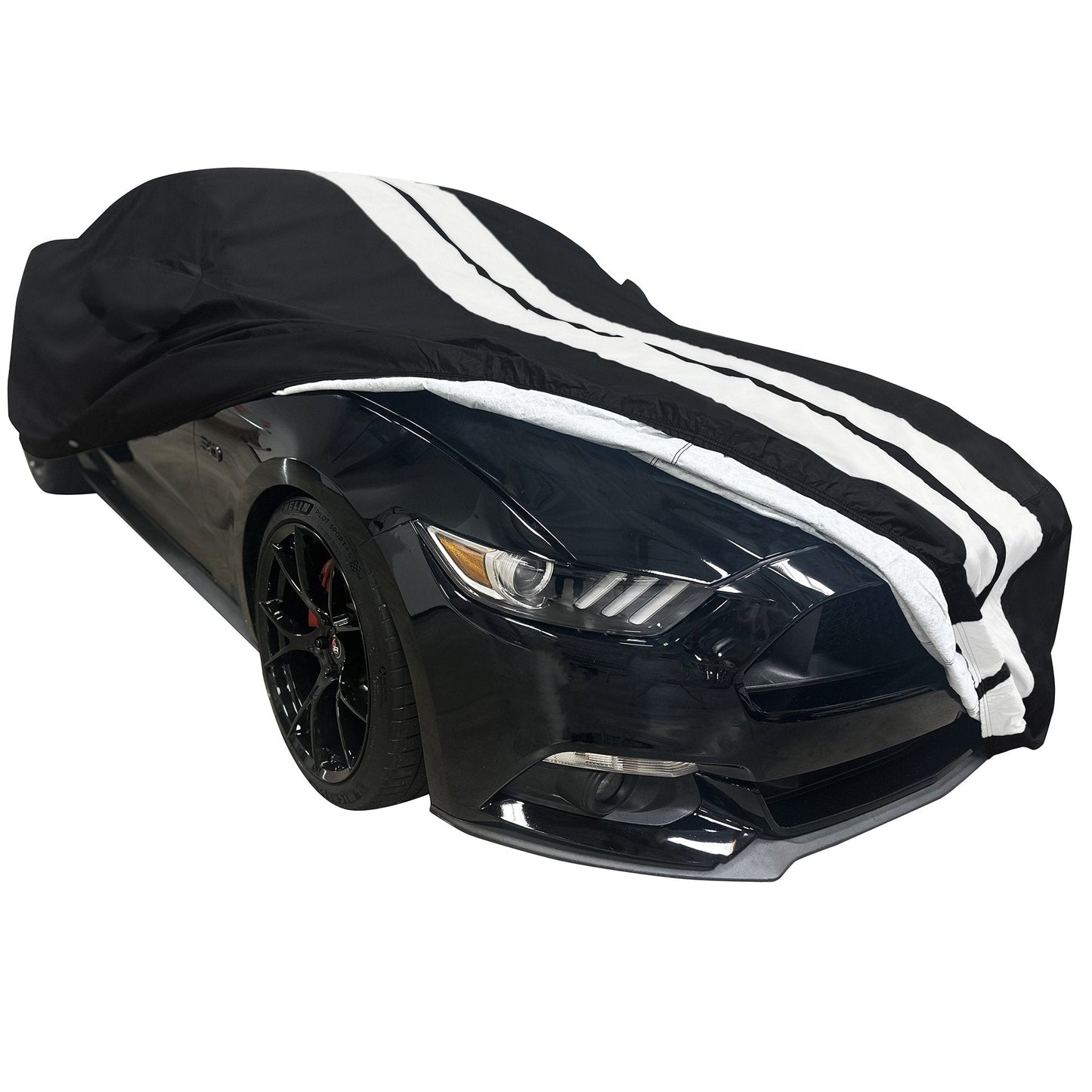 Ultraguard Plus Car Cover -  Ford Mustang Ultraguard Plus Car Cover - 300D Indoor/Outdoor Protection - Black with Gray Stripes